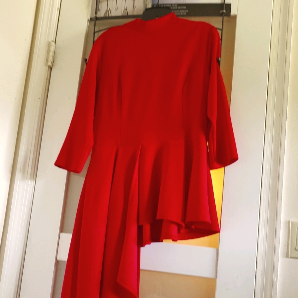 Red asymmetric shirt